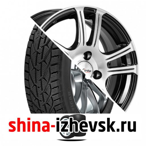 Колесо в сборе Tigar Winter 185/55 R15 T 82 + X-trike X105 6xR15 4×98 ET35 DIA58.1 Черный глянцевый с полированной лицевой поверхностью в Ижевске